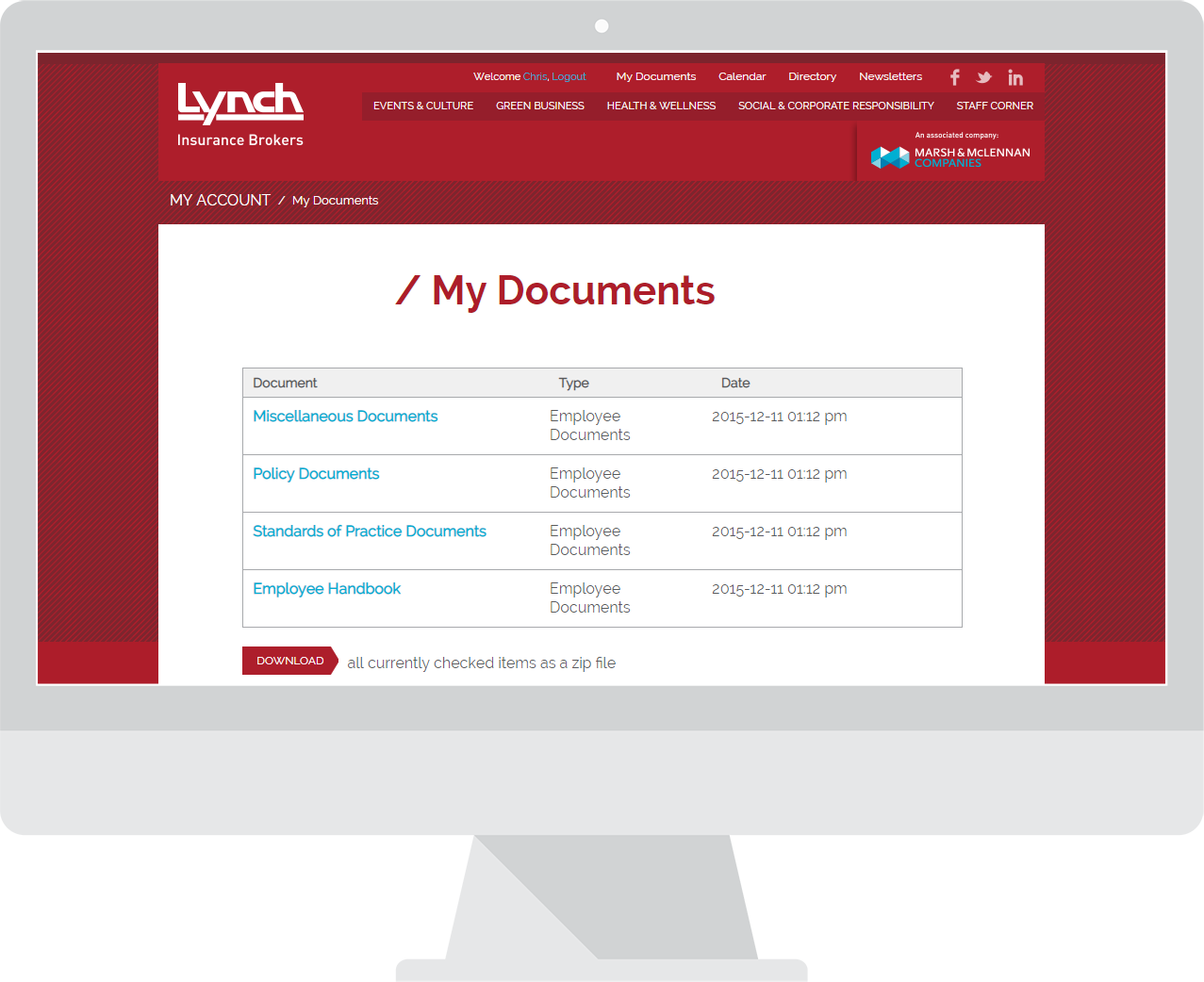Lynch Insurance brokers - Intranet