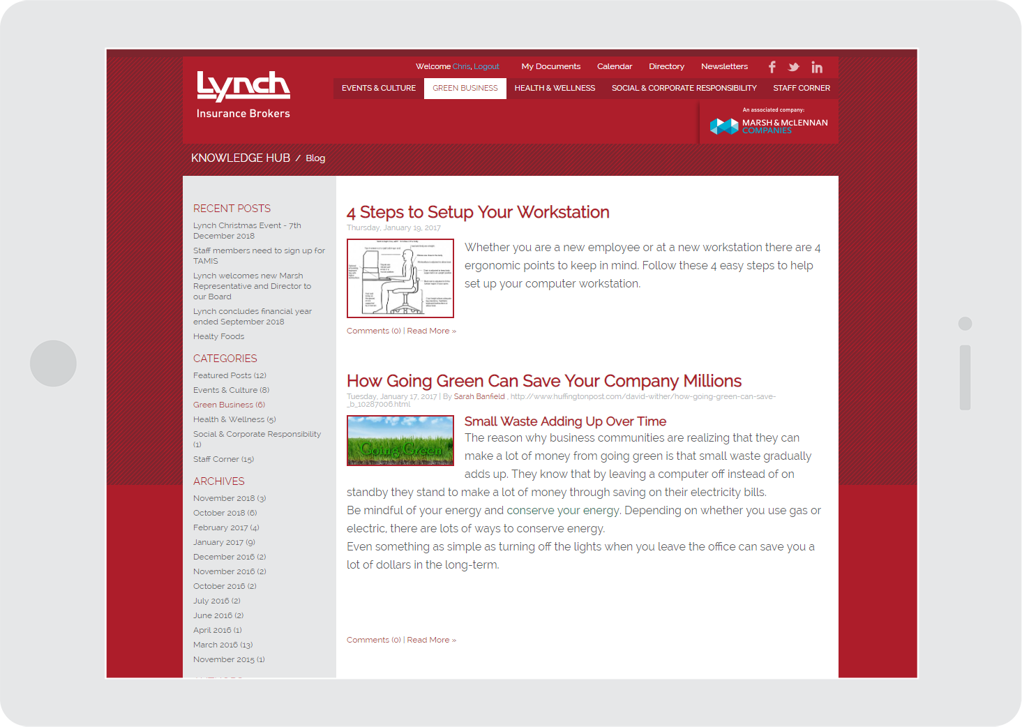 Lynch Insurance brokers - Intranet